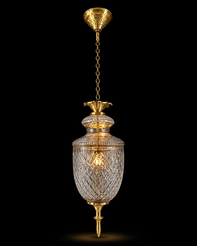 Rajsi Diamond-Lattice Glass Urn Hanging Light — 5" · SGE-HL-106 · Samrat Glass Emporium