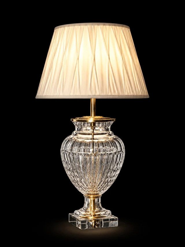 Ruprekha Clear-Glass Table Lamp — Crystal Plinth · SGE-TL-045 · Samrat Glass Emporium