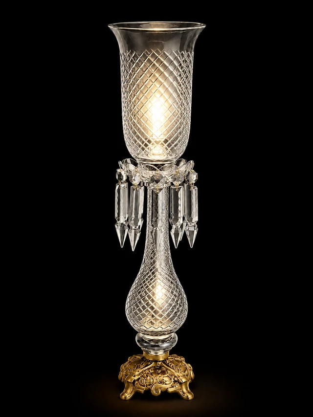Shamiyana Cut-Glass Table Lamp – Crystal Clear · SGE-TL-053 · Samrat Glass Emporium