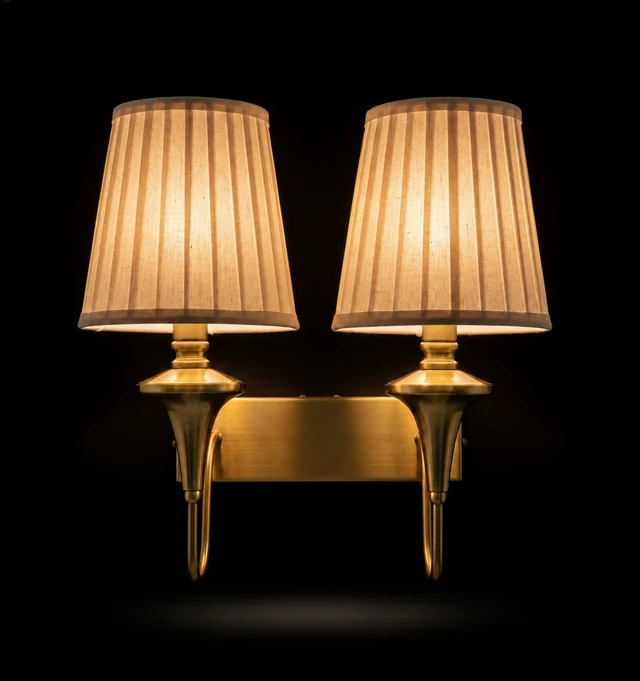 Pleated Fabric Double-Arm Wall Light · SGE-WL-002 · Samrat Glass Emporium